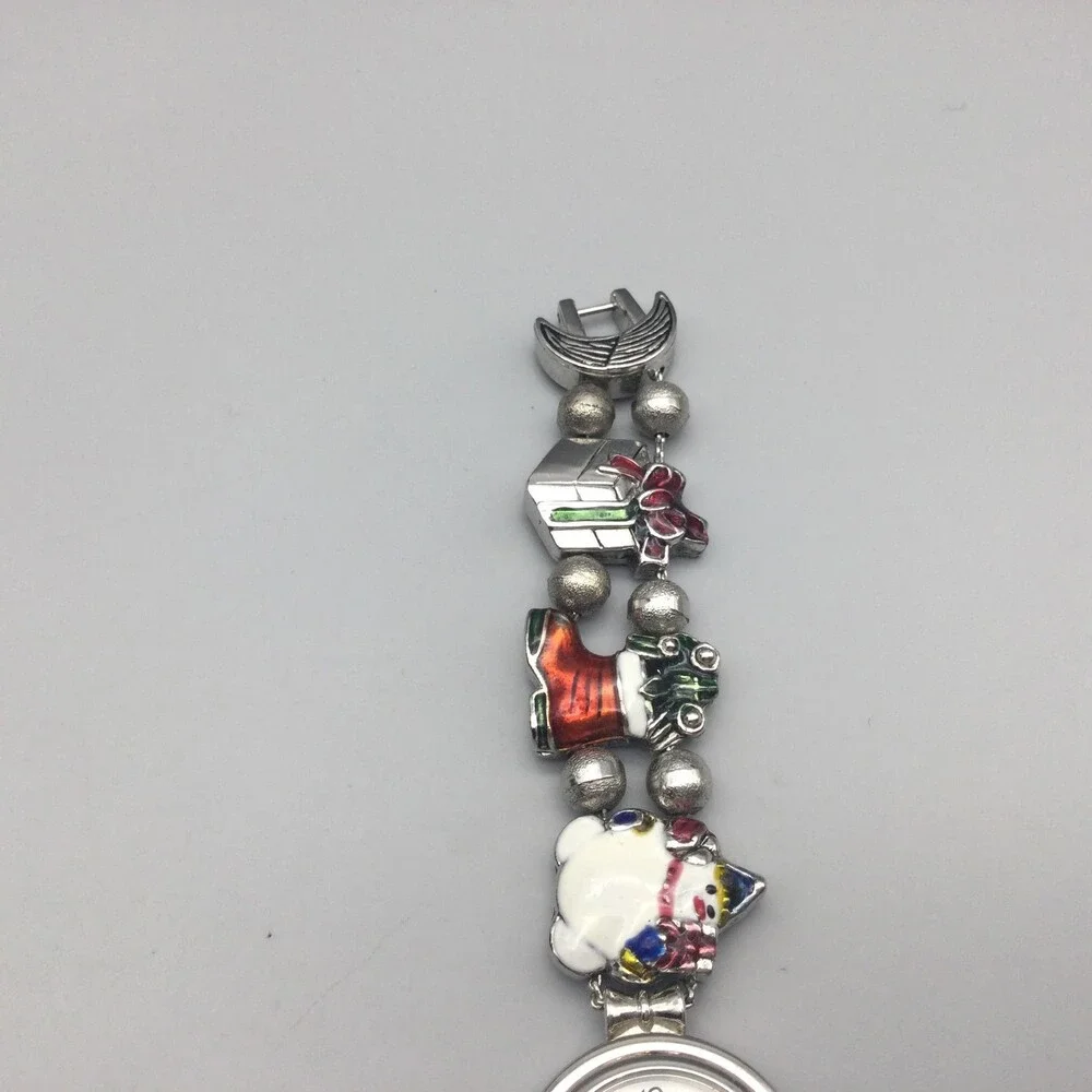 Rumours Womens Watch 24mm Silver Tone Christmas Charm Bracelet New Battery 6